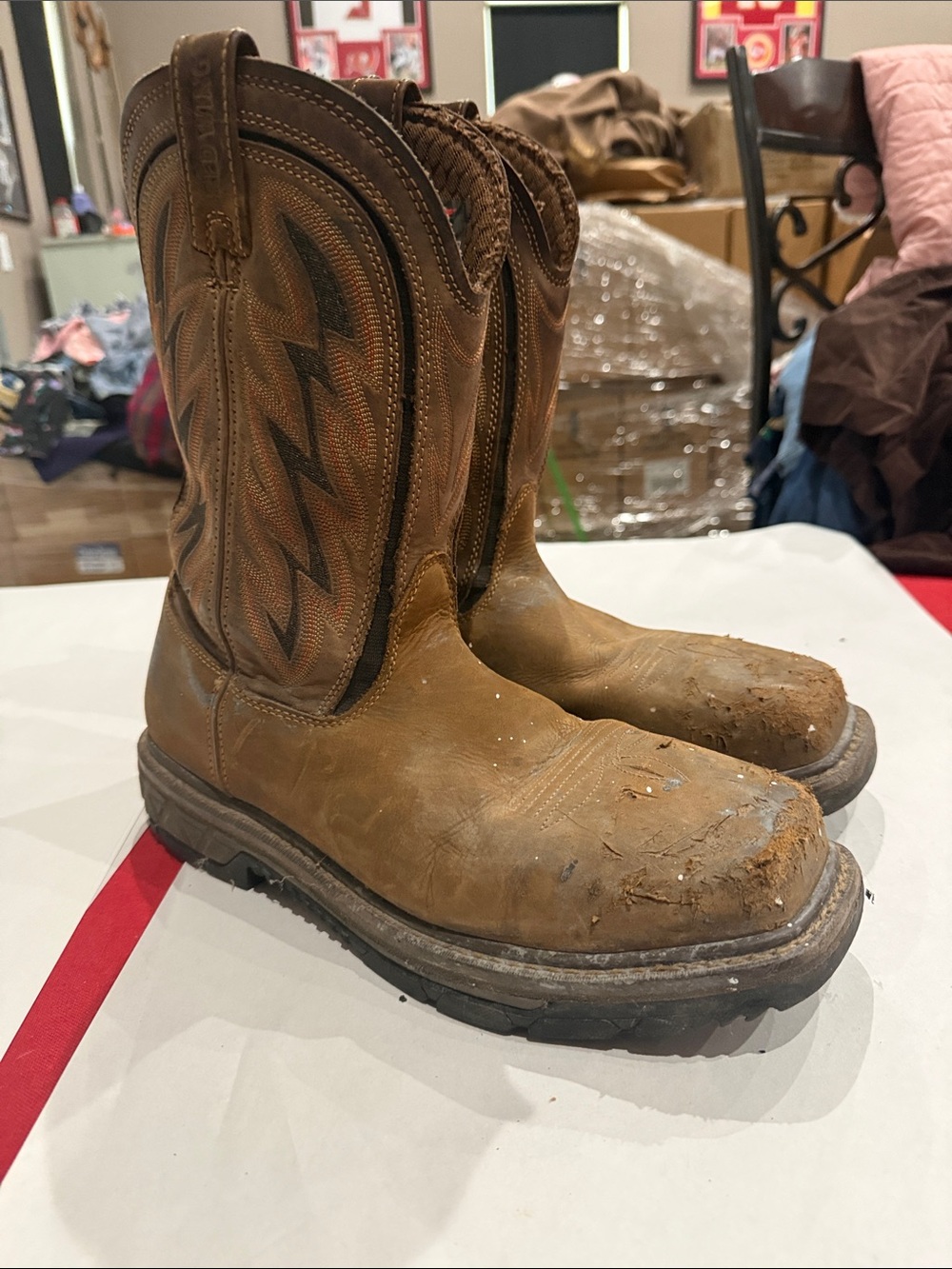 Red wing Brown Men's Leather Work Boots- steel toe
